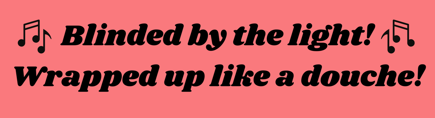 Blinded By The Light! Wrapped up like a douche! Sticker/ Magnet