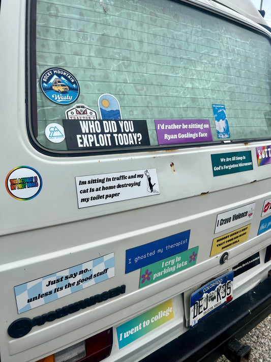 Cat Destroying Toilet Paper Sticker