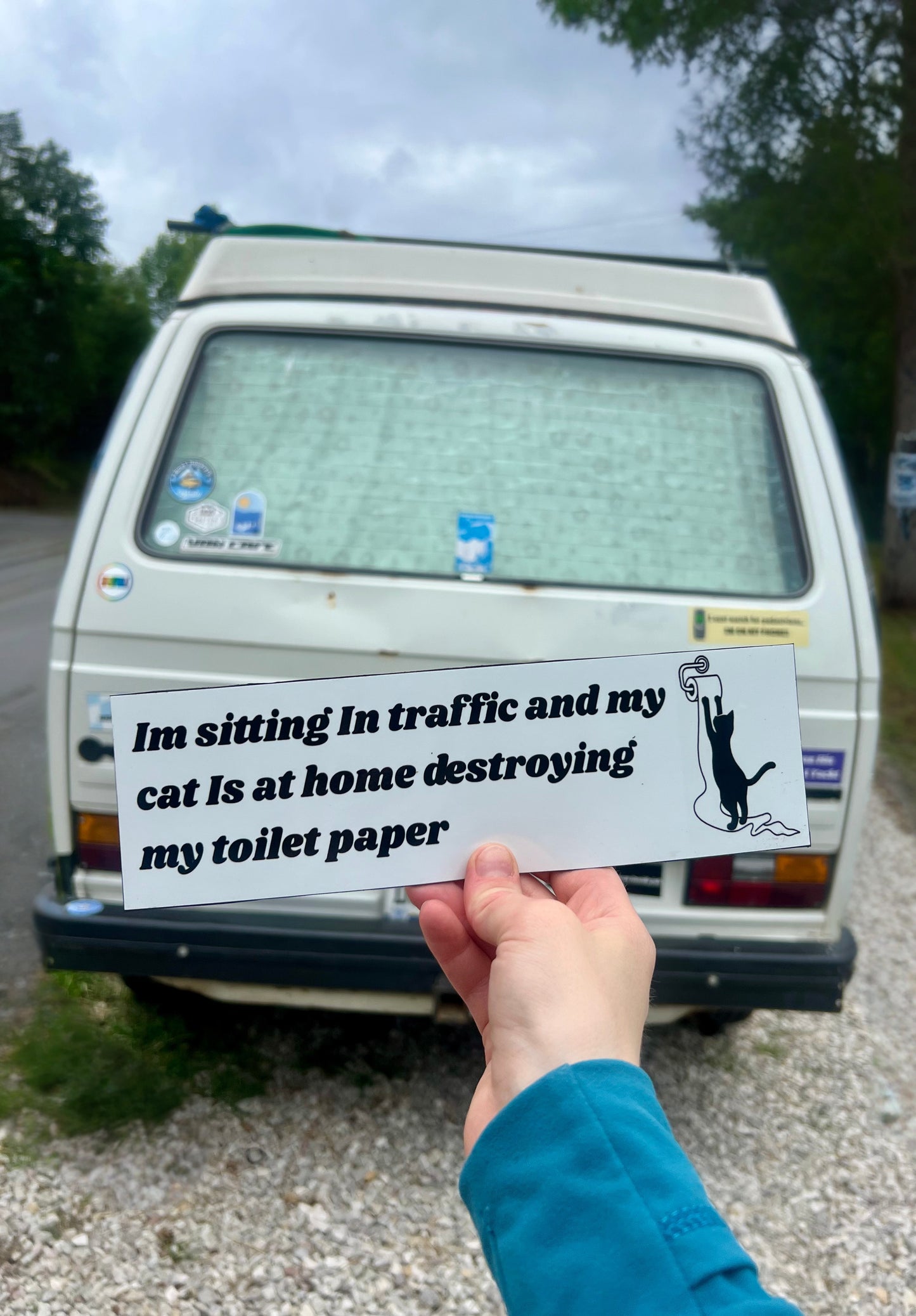 Cat Destroying Toilet Paper Sticker