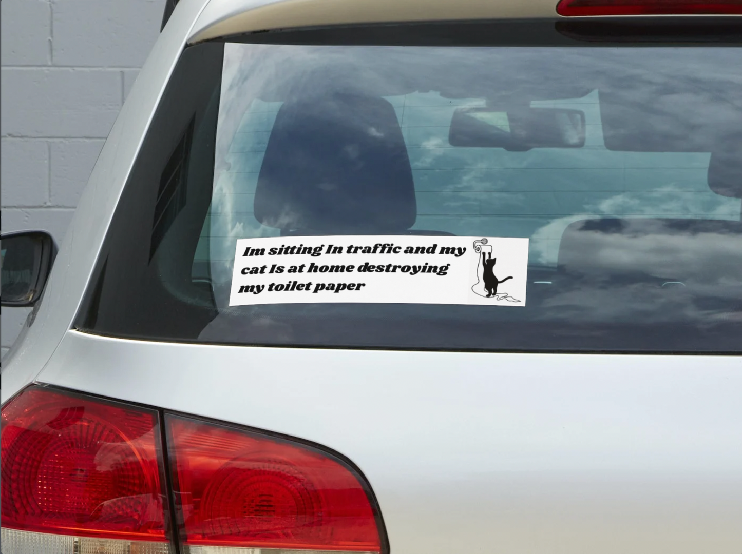 Cat Destroying Toilet Paper Sticker