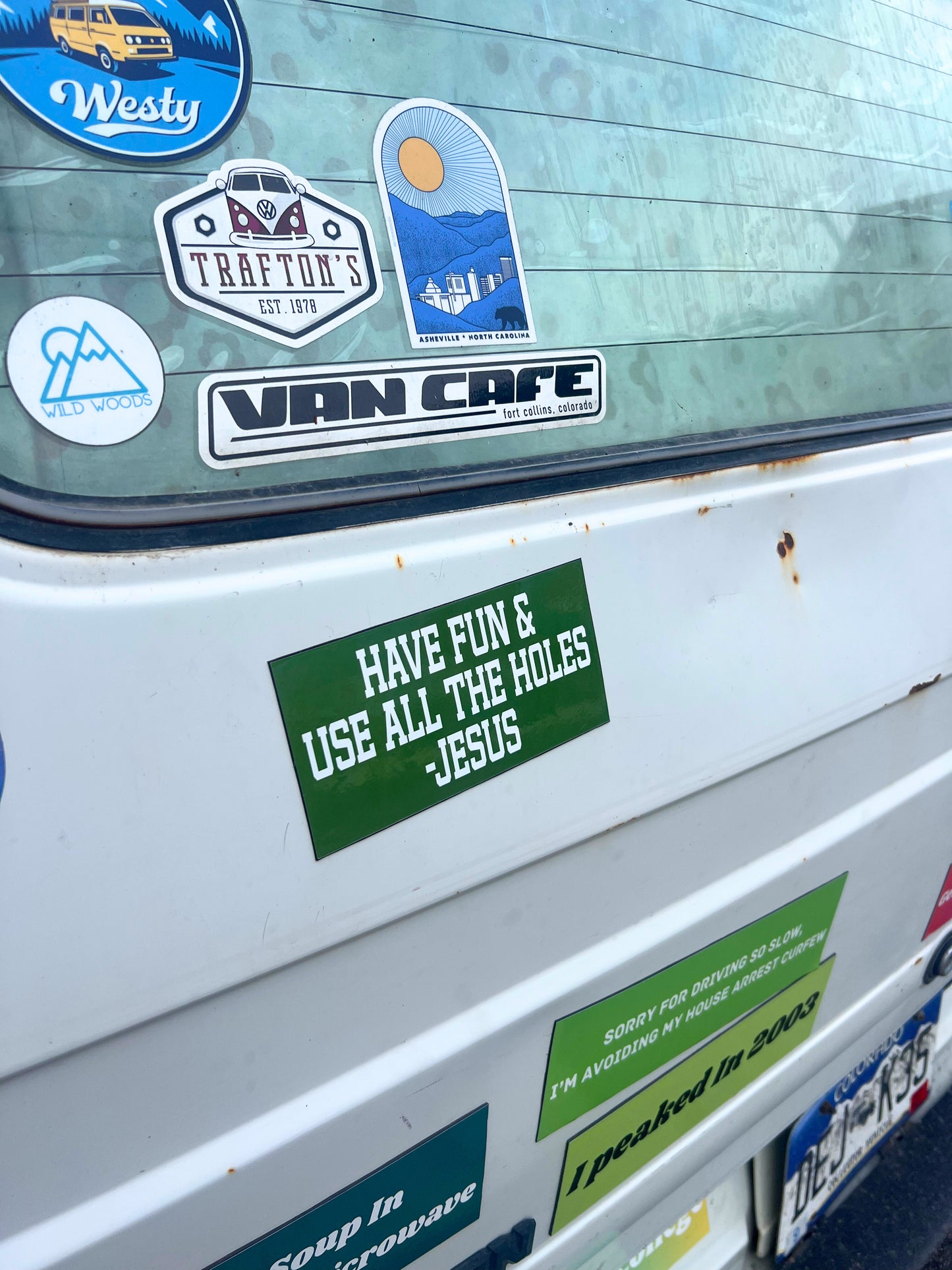 Have Fun & Use All The Holes - Jesus Sticker