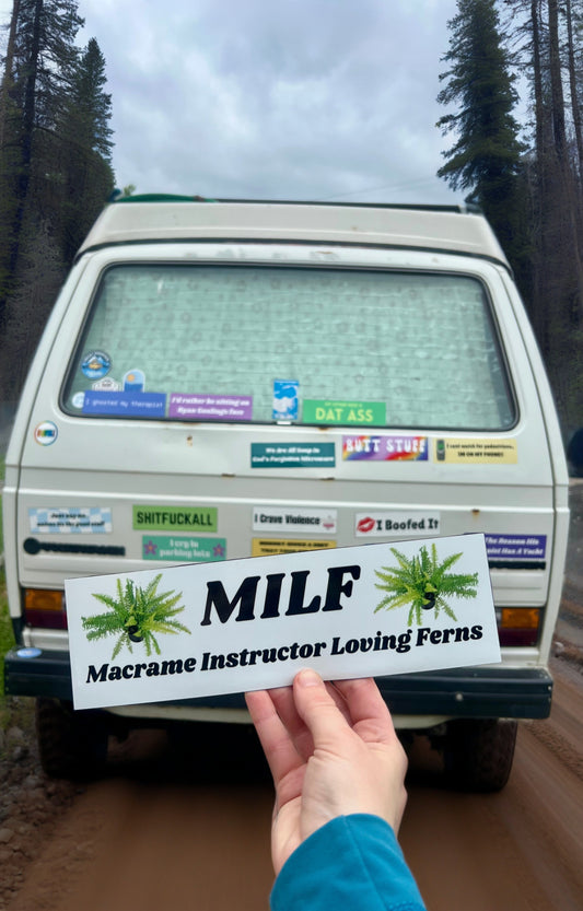 MILF pun macrame ferns Sticker